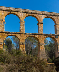 Fototapeta na wymiar Les Ferreres Aqueduct, ancient Roman aqueduct near Tarragona city in Catalonia, Spain
