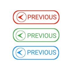 Fototapeta premium Previous buttons set for web icon various color white background