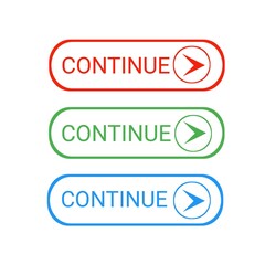 Continue buttons set for web icon various color white background