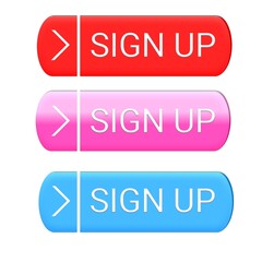 Sign up buttons set for web icon various color white background