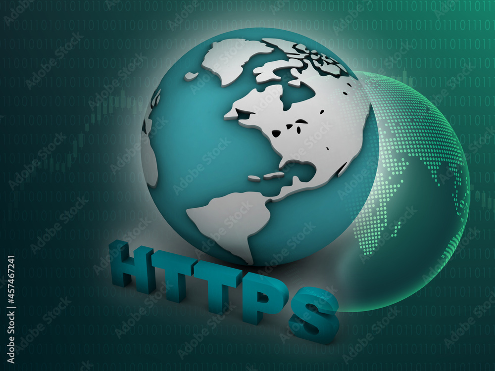 Poster 3d illustration network community concept . globe with http sign