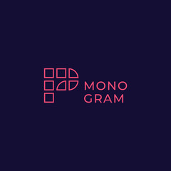 Simple and minimalist lines and plaid letter P monogram initial logo