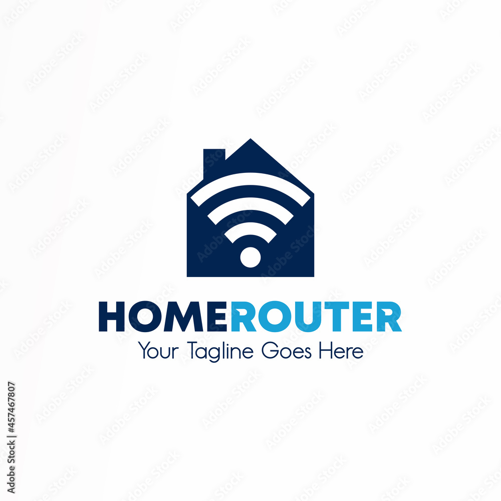 Poster simple roof house and wifi signal router image graphic icon logo design abstract concept vector stoc