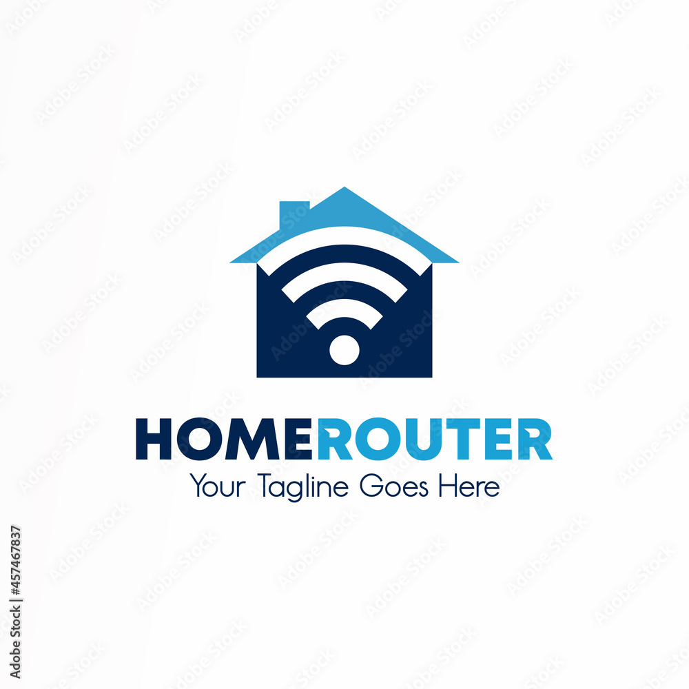 Poster unique and simple house and wifi signal router image graphic icon logo design abstract concept vecto