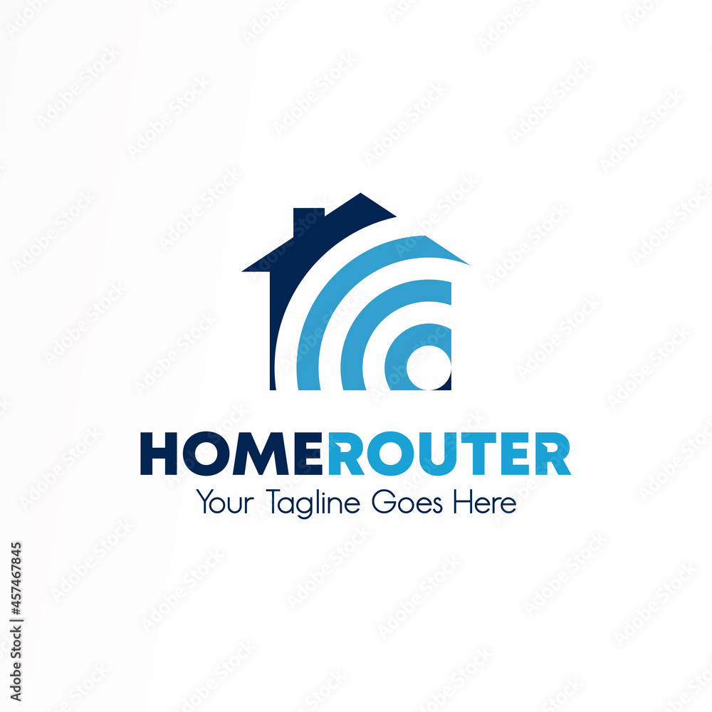 Aufkleber unique and simple house and wifi signal router image graphic icon logo design abstract concept vecto