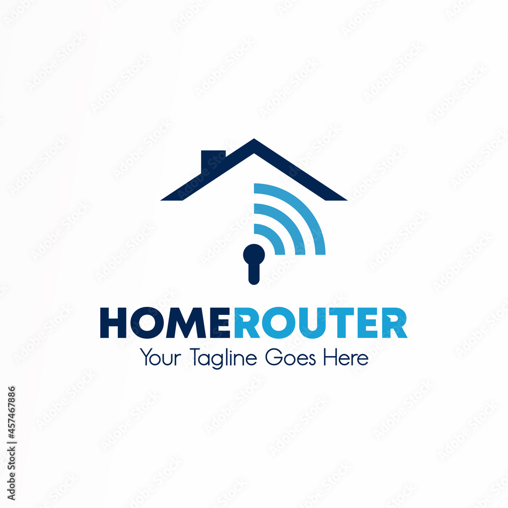 Poster simple roof house and wifi signal router with hole key image graphic icon logo design abstract conce