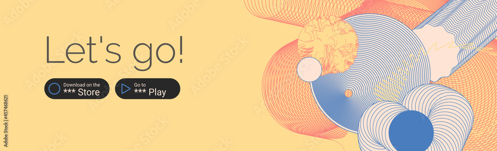 Poster vector concept with universal abstract shapes, text. landing page template