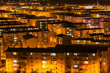 トルコ　エルズルムの丘から見える夜景