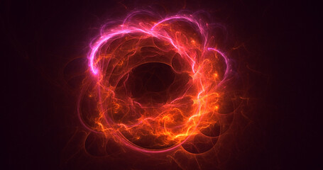 3D rendering abstract red fractal light background