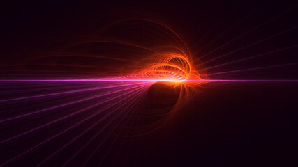 3D rendering abstract red fractal light background