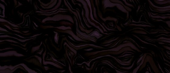 アルコールインクアート）暗い背景に紫色のつやのあるうねり　バナー　液体　曲線　ナチュラル　波　ダーク