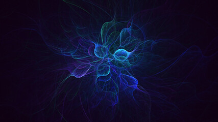 3D rendering abstract blue technology fractal background