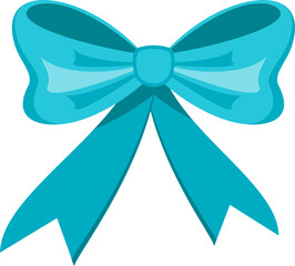 Decorative festive blue bow. Icon for greeting cards.
