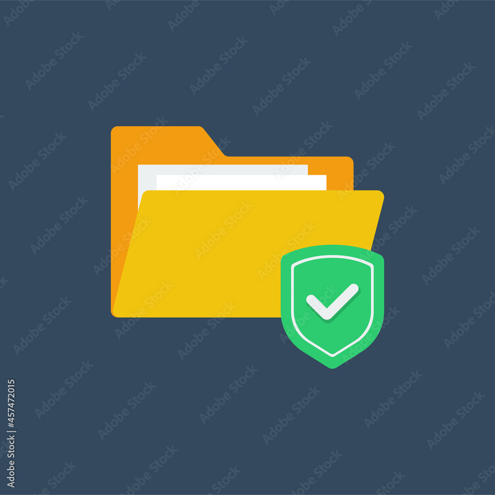 Aufkleber file protection, data security. folder with shield icon. flat vector illustration suitable for many 