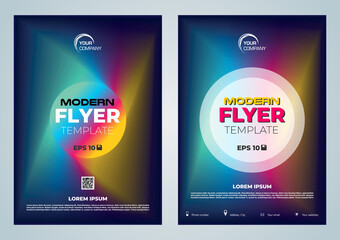 Set of two modern vector flyer, corporate business, annual report, brochure design and cover presentation with liquid colorful gradient