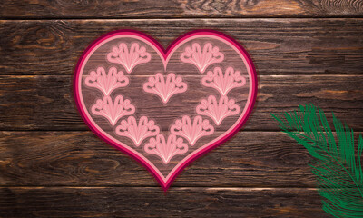 3d multilayer valentine love heart decoration illustration.  3d wall decoration, home decoration, valentines day celebration or any kind of project you wish.