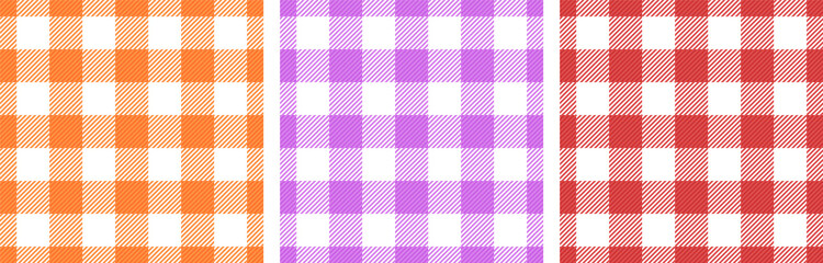 Gingham tablecloth crossed lines vintage seamless paterns vector set. Gingham