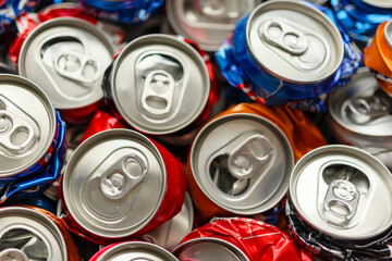 recycle aluminum metal crushed can waste background