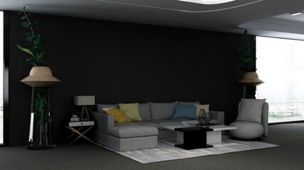 modern office lobby waiting room for company logo mockup