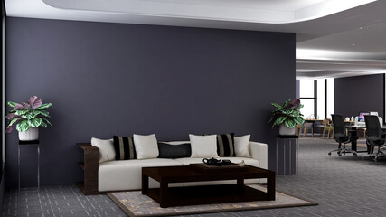 modern office lobby waiting room for company logo mockup