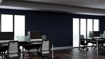blank wall in the office room for company logo mockup