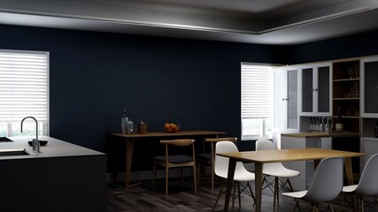 office pantry area 3d render interior design for company logo mockup