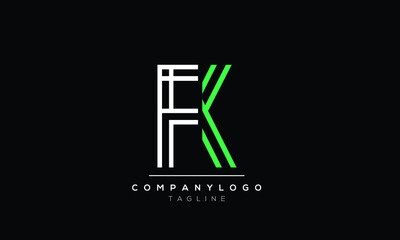 Abstract Letter Initial FK KF Vector Logo Design Template