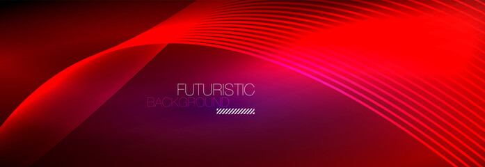Abstract neon glowing light in the dark with waves. Shiny magic energy and motion concept, vector abstract wallpaper background