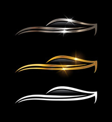 Chrome and Gold Car Vector Sign