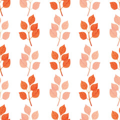 Watercolor seamless pattern with autumn leaves. Perfect for fabric, poster, card, wallpaper, wrapping paper, and home decor