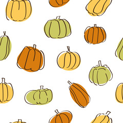 seamless pattern with pumpkins on white background