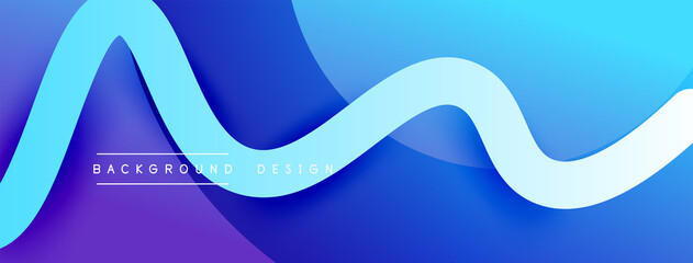 Abstract gradient background with wave line with shadow effect. Geometric composition. 3D shadow effects and fluid gradients
