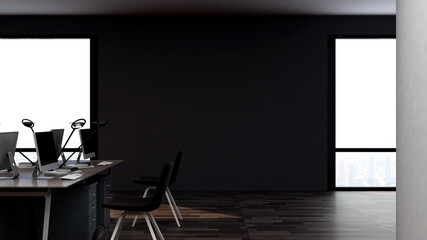 blank wall in the office room for company logo mockup