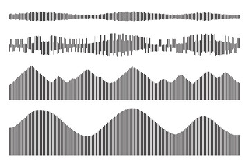 Sound icon, audio wave symbol set, soundwave silhouettes