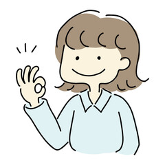 OKサインをするポーズの女性
