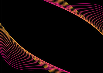 カラフルな流線のアブストラクトA3ポスター　黒地