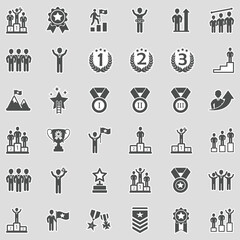 Ranking And Achievement Icons. Sticker Design. Vector Illustration.