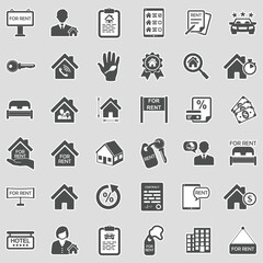 Rental Icons. Sticker Design. Vector Illustration.