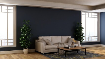 modern office lobby waiting room for company logo mockup with sofa