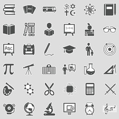 School Icons. Sticker Design. Vector Illustration.