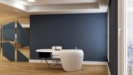 office front desk or receptionist room with wooden design interior