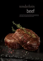 Foto op Canvas Delicious beef steak with spices and herbs © exclusive-design