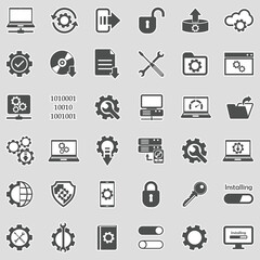 Setup, Installation And Configuration Icons. Sticker Design. Vector Illustration.