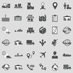 Supply Chain Icons. Sticker Design. Vector Illustration.