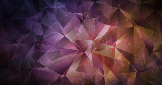 4K looping dark pink, yellow polygonal video footage. Trendy vibrant holographic clip in halftone style. Flicker for designers. 4096 x 2160, 30 fps. Codec Photo JPEG.