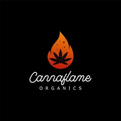 cannabis Hemp Organics With Flame Logo Design