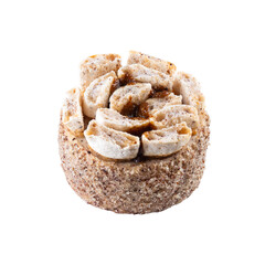 Delicious brownie with nuts isolated on white background.