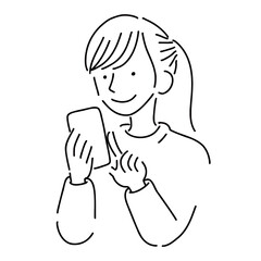 スマートフォンを操作する女性