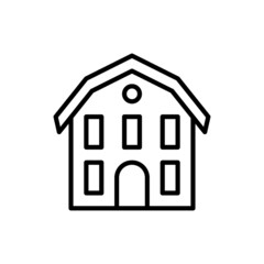 School building thin line icon. Vector illustration.