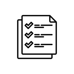 Exam thin line icon: list with check marks. Modern vector illustration.